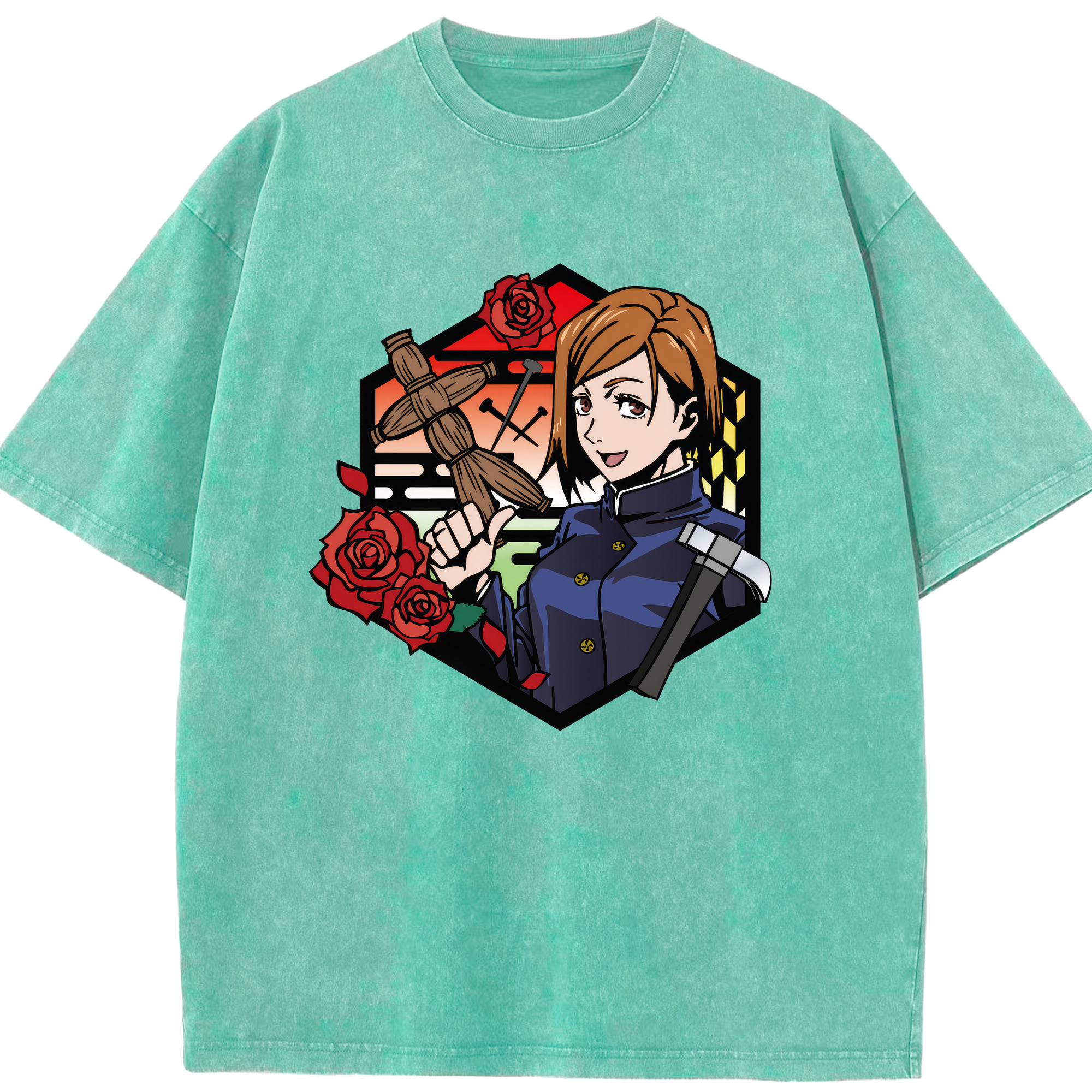 （画像用） 呪術廻戦 Jujutsu Kaisen 綿100% ヴィンテージ風 半袖Tシャツ（フロントプリント）